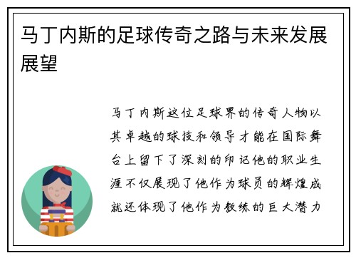 马丁内斯的足球传奇之路与未来发展展望